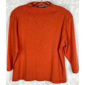 St. John's Bay Large 12/14 Orange 3/4 Sleeve Ribbed Mock Turtleneck Vintage 90's